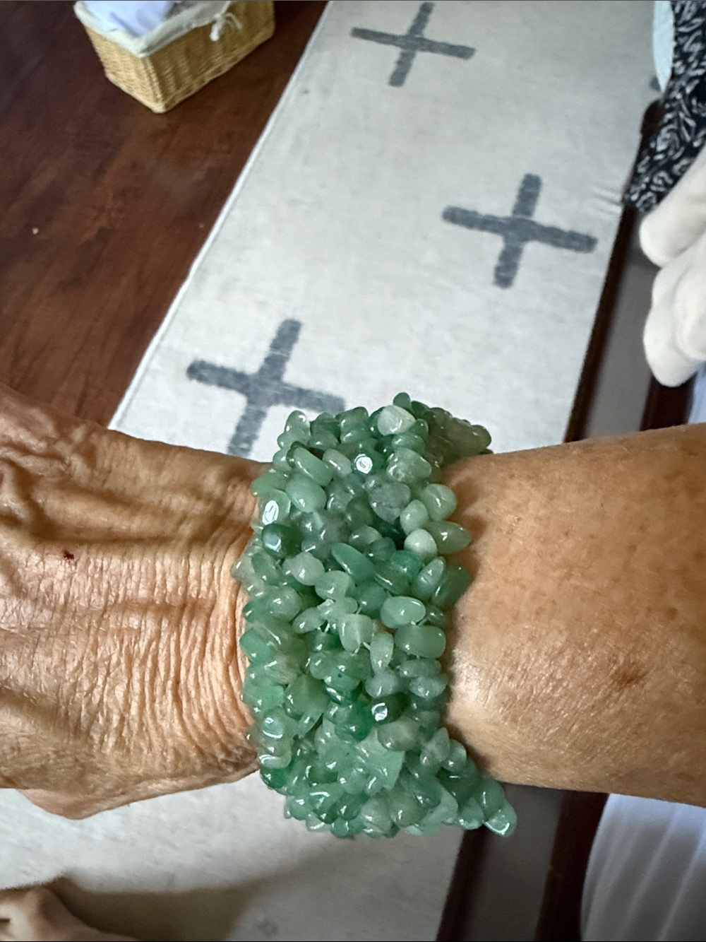 Green Beaded Chip Stretch Bracelet